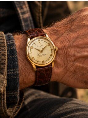 14K Lucien Piccard Rotomatic Watch Crocodile Band